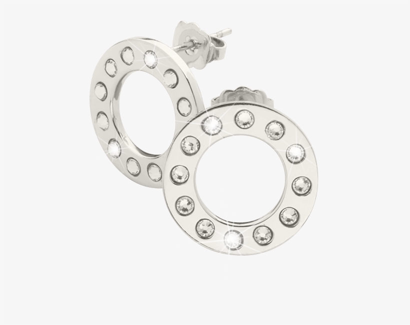 Nikki Lissoni Circle Sparkle Silver Plated Stud Earrings - Nikki Lissoni Silver-plated Earrings Of 16mm With Swarovski, transparent png