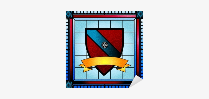 Coat Of Arms Stained Glass Window With Blank Scroll - Stained Glass Crest, transparent png