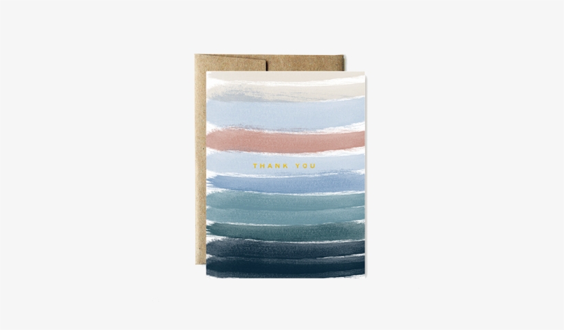 Foil Ocean Stripes Thank You Card - Leather, transparent png