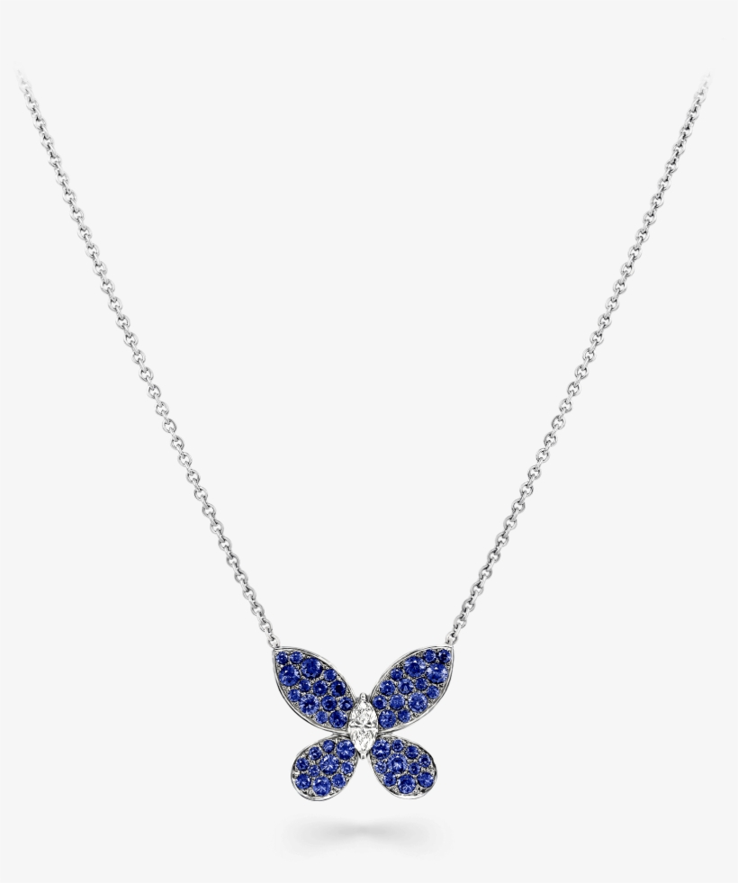 A Graff Pavé Butterfly Sapphire And Diamond Pendant - Necklace, transparent png