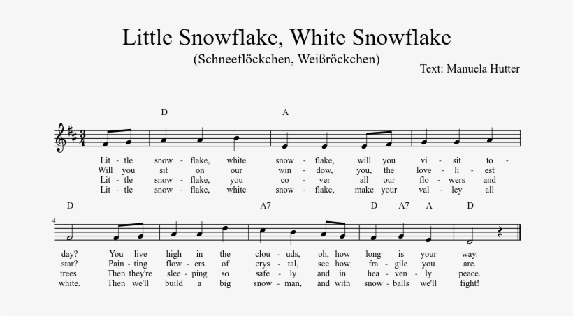 Little Snowflake, White Snowflake Sheet Music Composed - Christian Worldview, transparent png