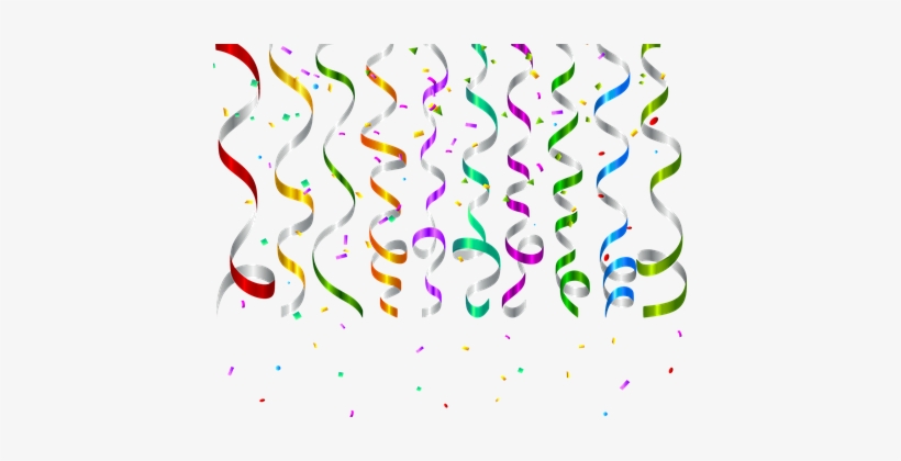 Red Confetti, Confetti, Ribbon, Red - Birthday Party Background Design Png, transparent png