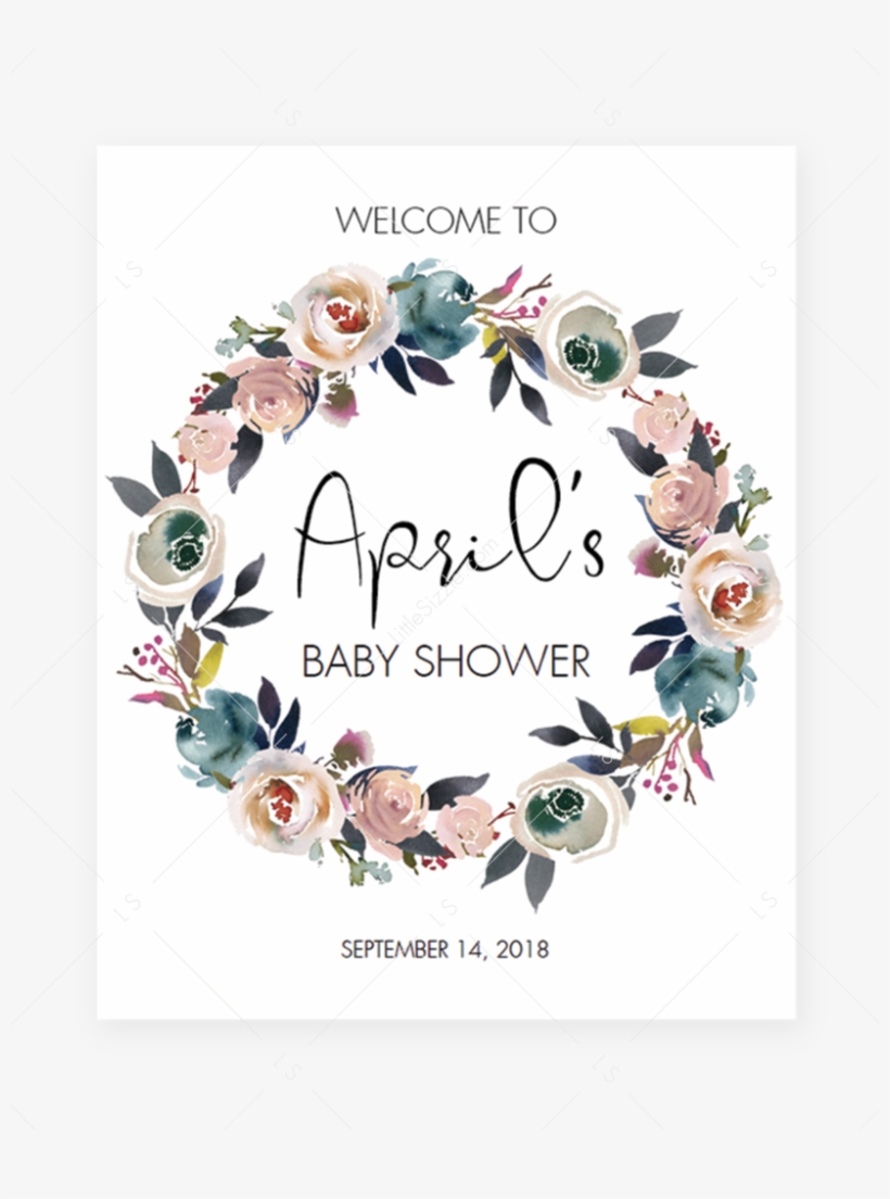 Floral Wreath Welcome To Sign For Boho Shower By Littlesizzle - Floral Welcome Baby Shower, transparent png