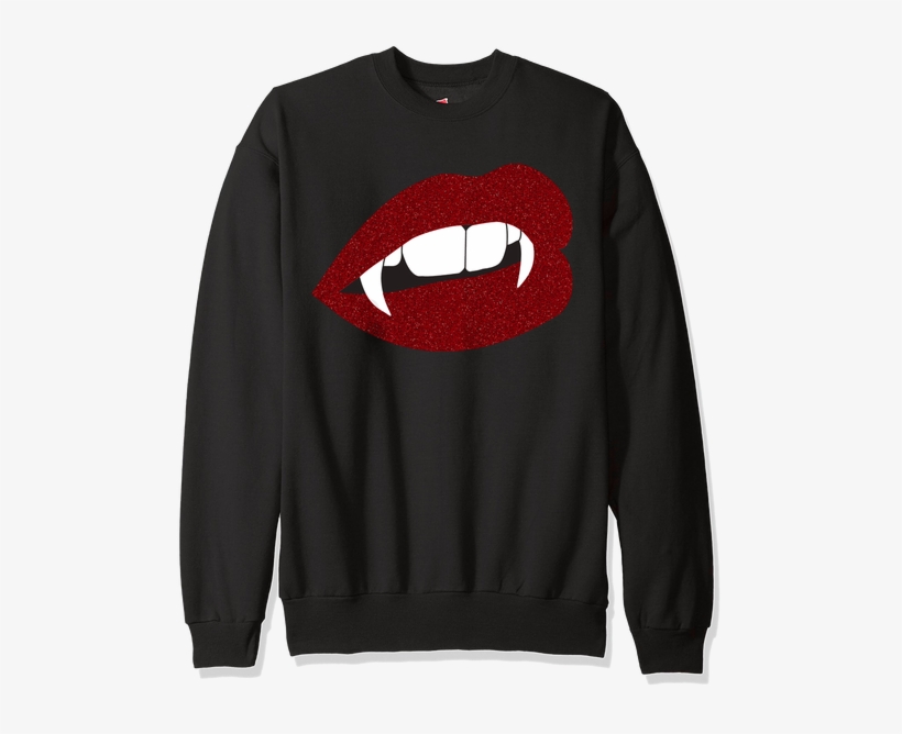 Glitter Lips Vampire Fangs Sweatshirt Super Soft And - Long-sleeved T-shirt, transparent png