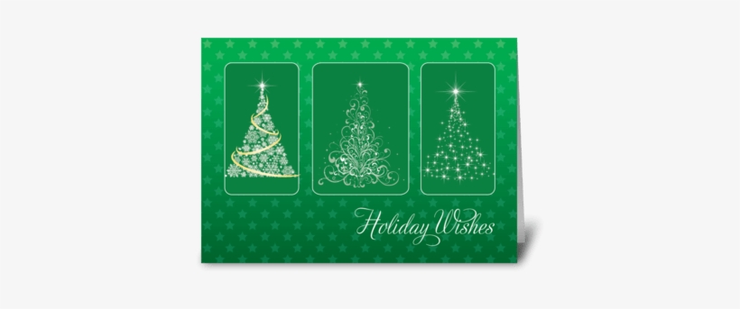 Christmas Trees Bright Light Stars Greeting Card - Christmas Trees Bright Light Stars On Green Card, transparent png