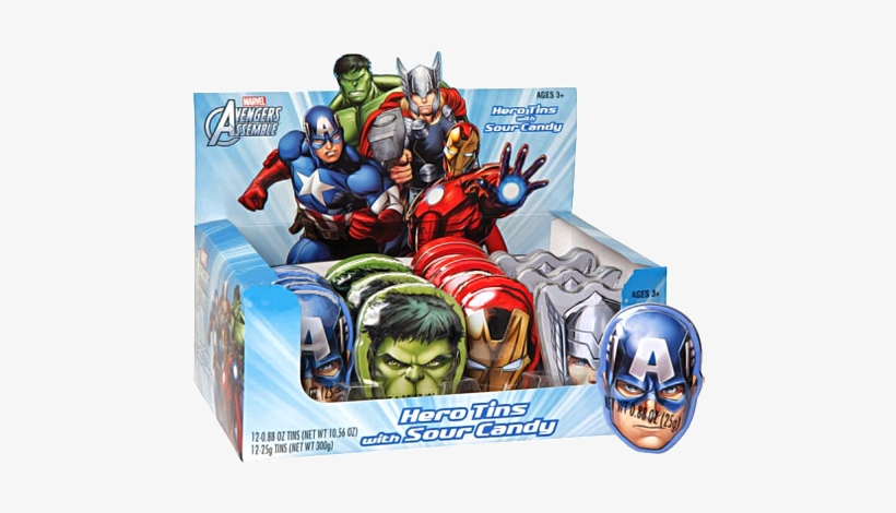 Marvel Avengers Heroes Tin With Sour Candy - Marvel Heroes Avengers Mini Tin 12 Count 0.35 Oz, transparent png
