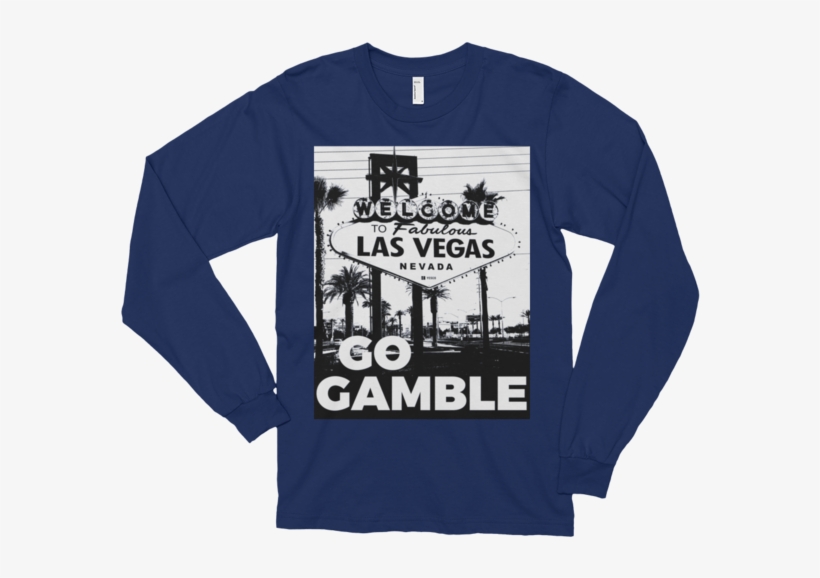 Go Gamble B&w Ink Las Vegas Sign Long Sleeve T-shirt - Famous Las Vegas Sign On Br Aluminum License Plate, transparent png