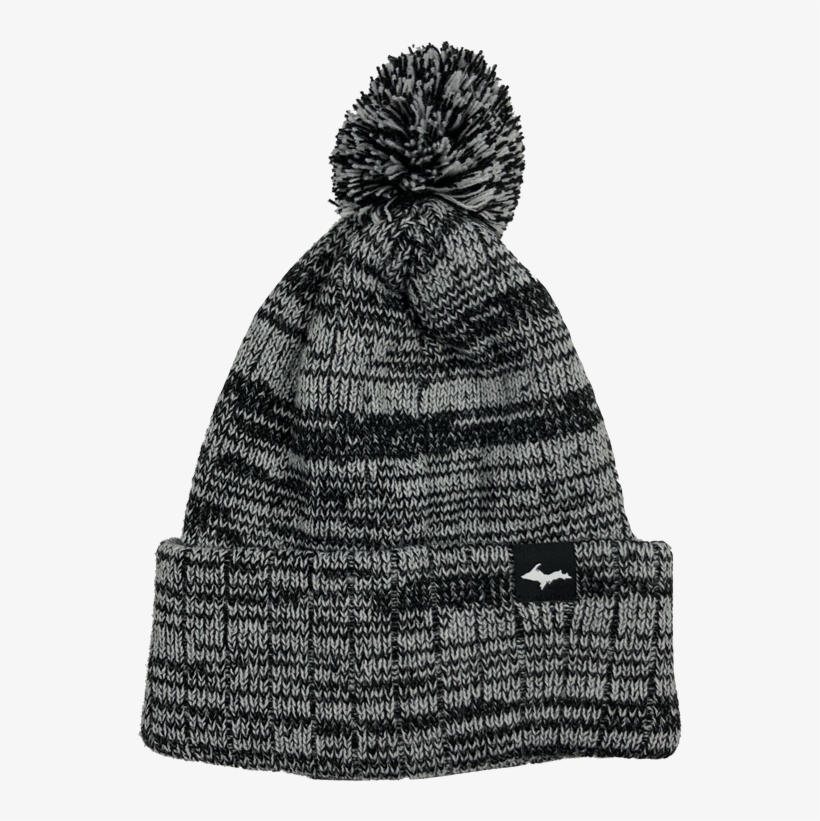 "upper Peninsula" Mixed White And Black Knit Pom Beanie - Beanie, transparent png