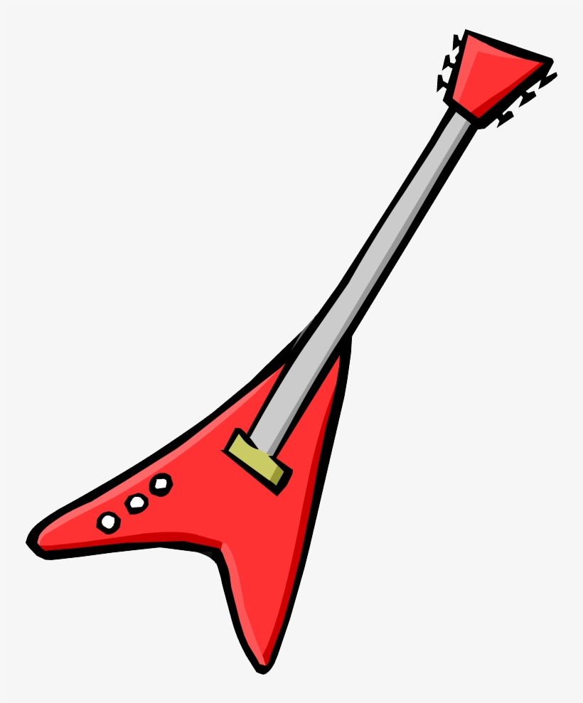 Download Free Printable Clipart And Coloring Pages - Red Electric Guitar Club Penguin, transparent png