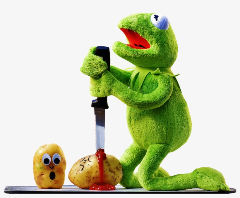 Potatoes, Knife, Ketchup, Blood, Murder, Funny, Kermit - Kermit With A Knife, transparent png