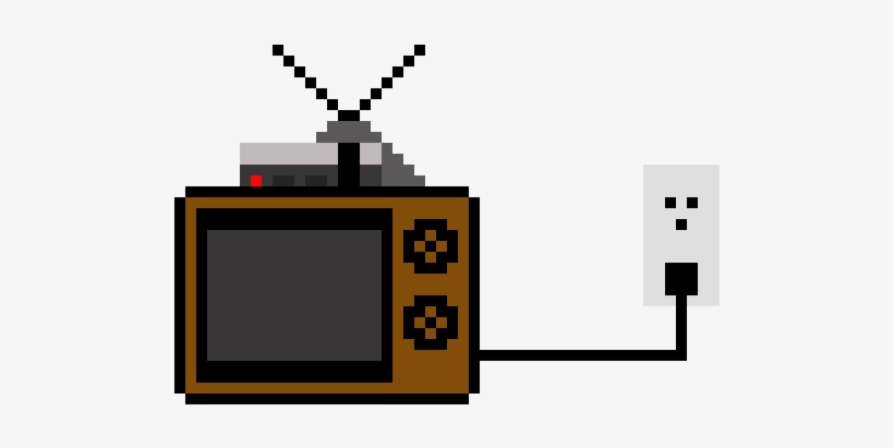Old Tv W/ Nes Pluggued In Tha Wall - Tv Pixel Art, transparent png