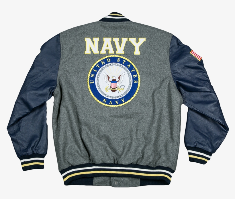 Navy Varsity Jacket With Navy Logo - Us Navy Jacket, transparent png