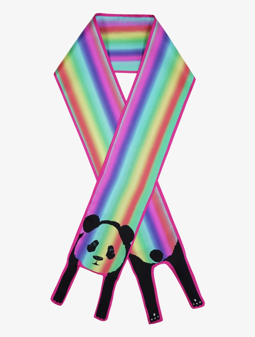 Mini Rainbow Stripes Panda Twilly Silk Scarf, transparent png