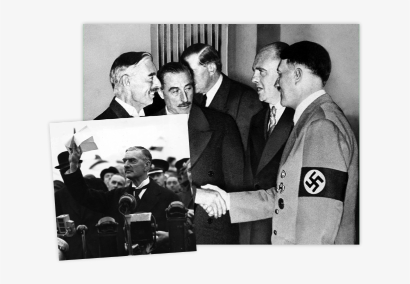 When Chamberlain Returned To Britain He Held Up The - Neville Chamberlain Meeting Hitler, transparent png