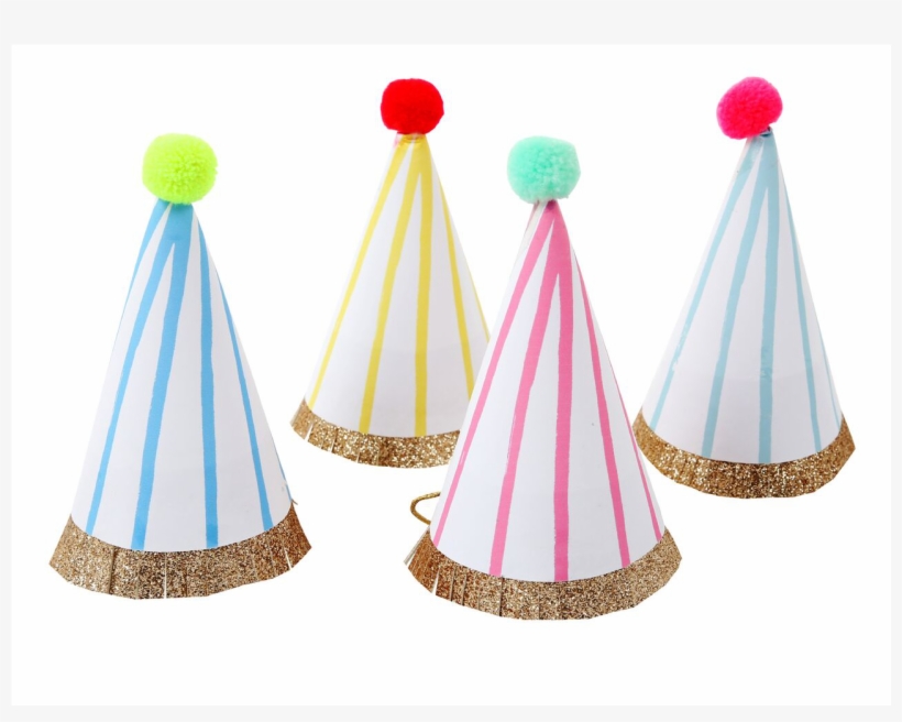 Striped Party Hats - Meri Meri Mini Striped Party Hats, Gold, transparent png