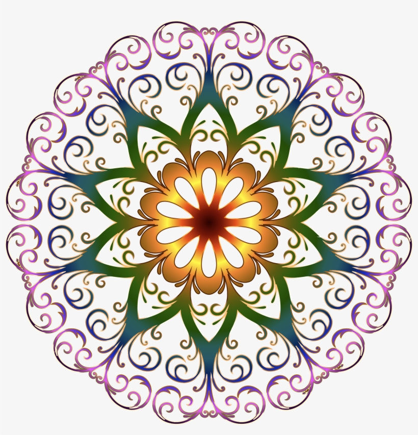 This Free Icons Png Design Of Prismatic Flourish Snowflake - Round Flower Design Png, transparent png