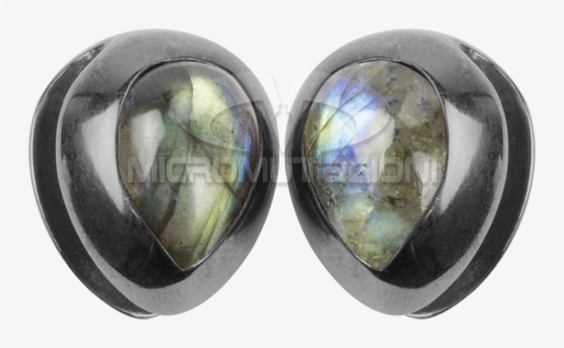 Black Brass Ear Weights With Labradorite Tear Drop - Jade, transparent png
