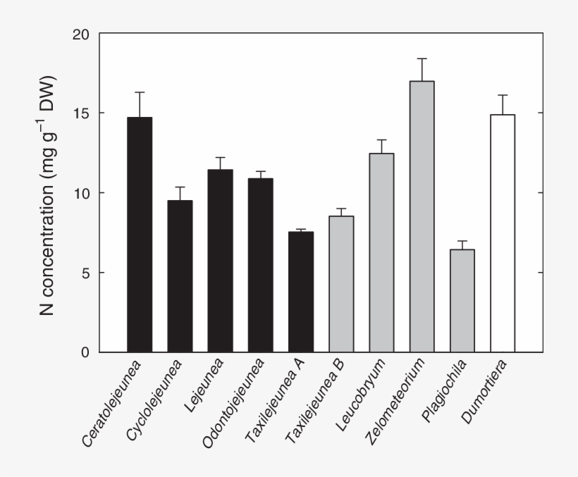 Nitrogen Concentrations Of Bryophyte Species From Epiphyllous - Diagram, transparent png