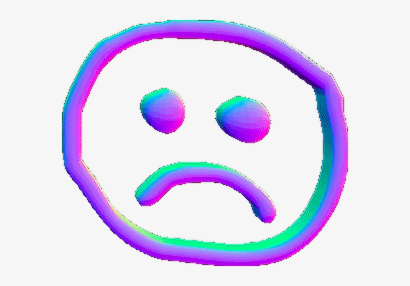 Vaporwave Aesthetic Sad Face, transparent png