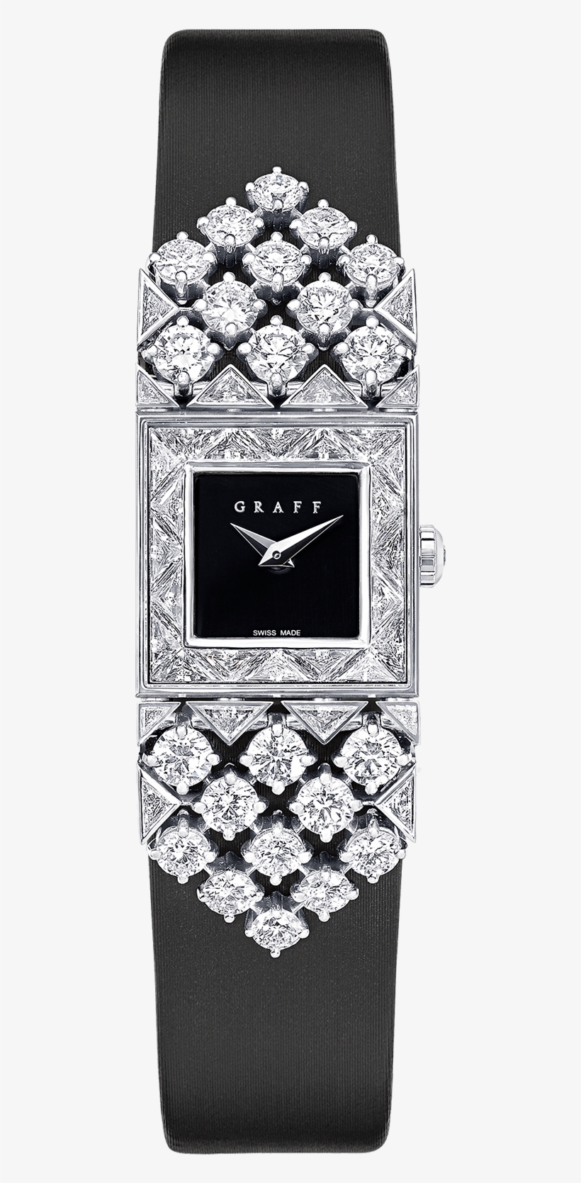 A Graff Snowfall Diamond Watch On Black Satin Strap - Graff Diamonds, transparent png