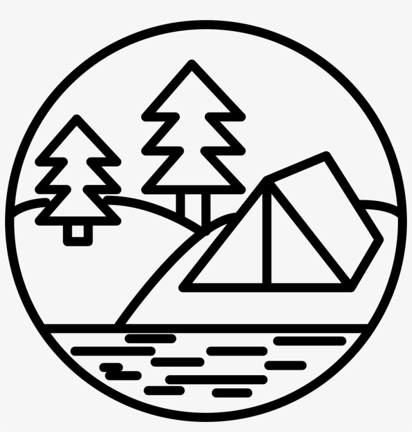 Camping At The Forest Near The River Comments - Camping Png Black And White, transparent png