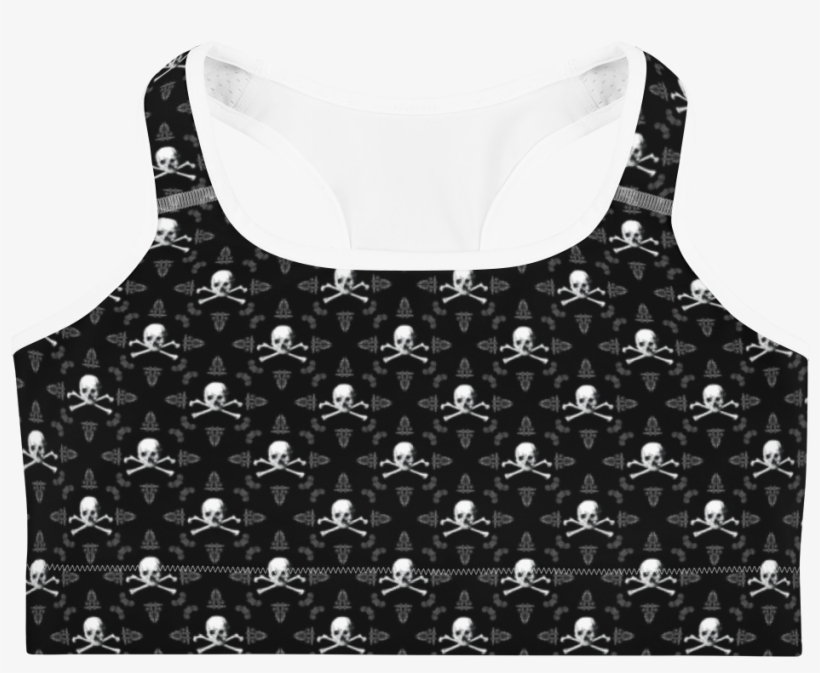 Front View Skull And Crossbones Sports Bra With White - Playstation 4 Supreme, transparent png