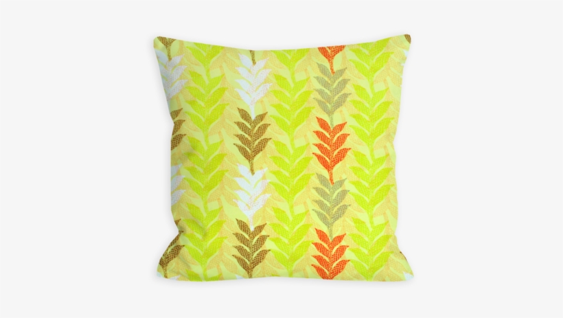 Electric Vines White And Yellow Pillow - Cushion, transparent png