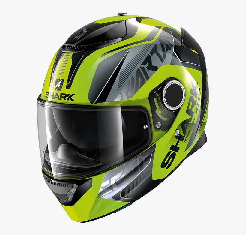 1 Spartan Blank Blk 34lfront He3430 - Shark Spartan Karken Integral Helmet - Neon-yellow/grey/black, transparent png