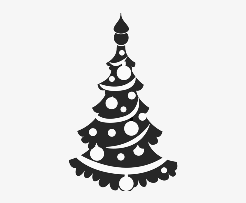 Garland Christmas Tree Rubber Stamp - Christmas Tree With Ornaments Silhouette, transparent png