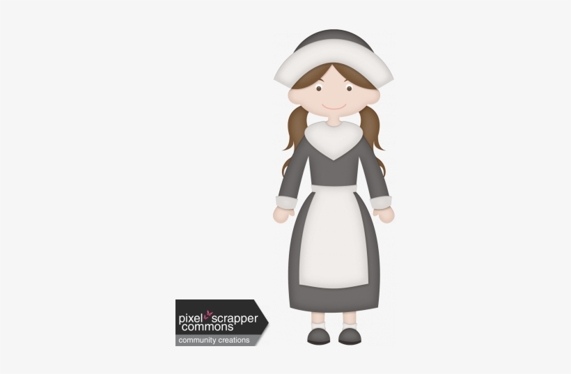 Thankful Pilgrim Girl - Digital Scrapbooking, transparent png
