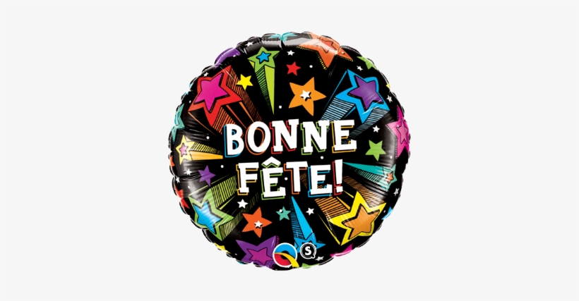 18" Bonne Fete Shooting Stars Foil Balloon - Happy Birthday Brilliant Stars Black Foil Helium Balloon, transparent png
