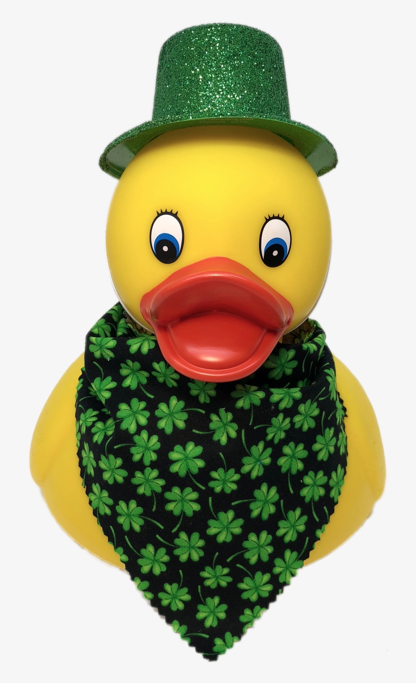 Patrick's Day Jumbo Rubber Duck With Leprechaun Hat - Tissu Noir Avec Des Trèfles Verts, Par Timeless Treasures, transparent png