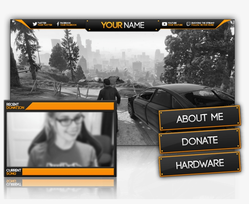 Twitch Orange Minipack Graphics Overlay Preview - Crazy Orange Stream Overlay, transparent png