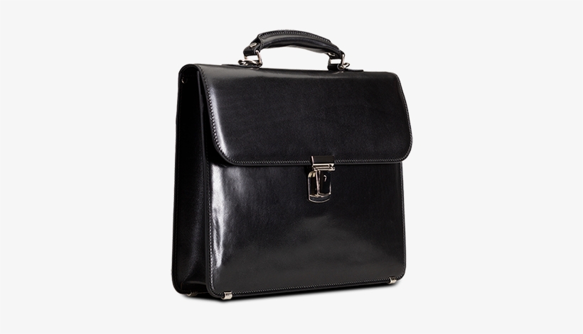 Classic Small Briefcase Black Leather - Briefcase, transparent png