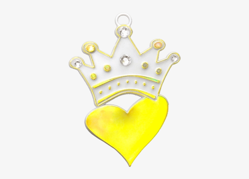 3″ Crown Heart Charm With Rhinestones White/ Metallic - Heart, transparent png
