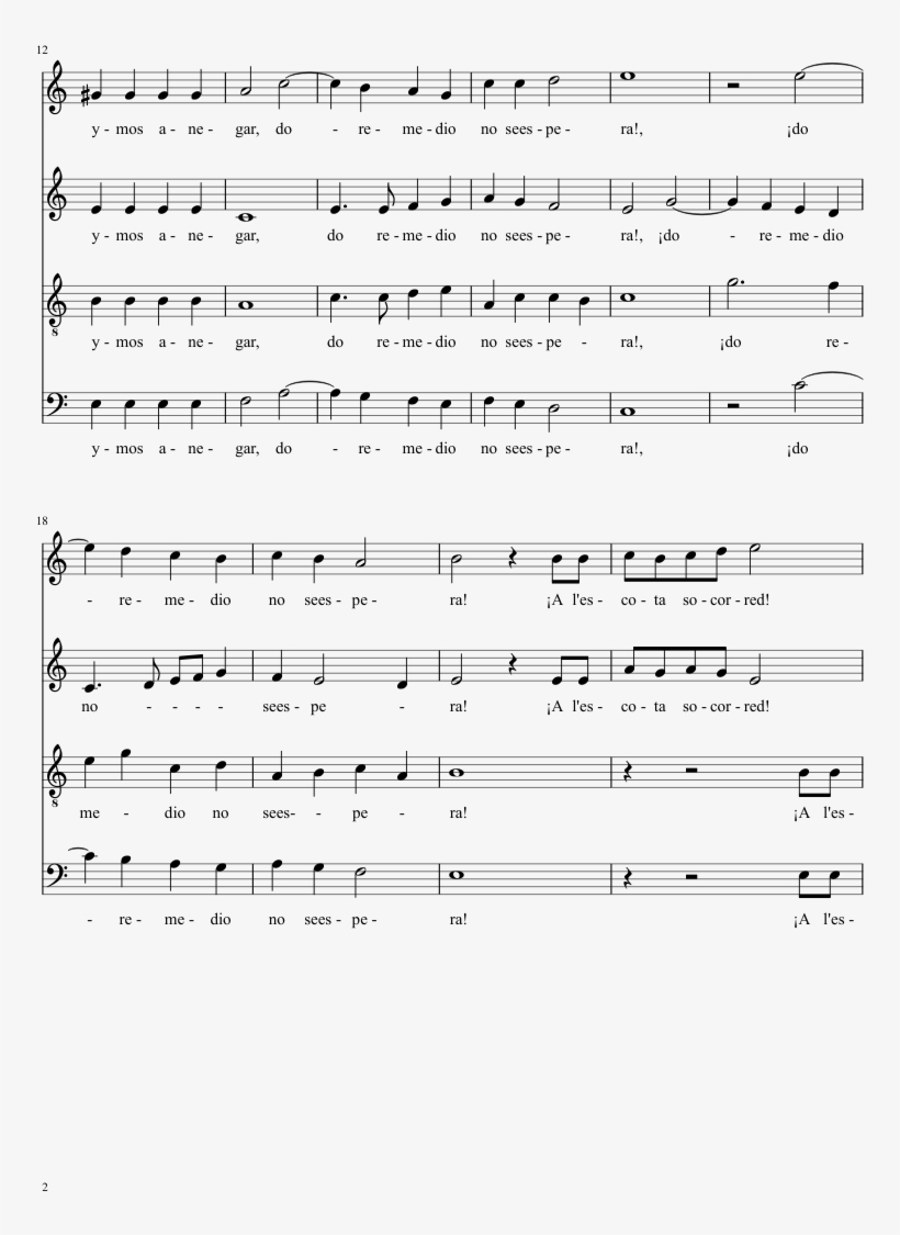 Ensalada "la Bomba" Sheet Music Composed By Mateo Flecha - Star Spangled Banner Sab Pdf, transparent png