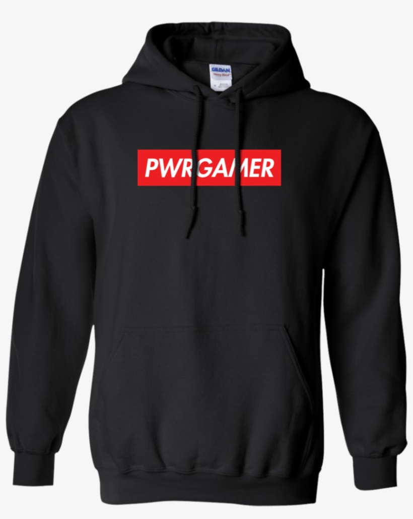 Pwr Gamer Box Logo Hoodie - Gildan Black Hoodie Front, transparent png