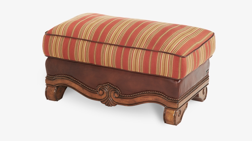 1perfectchoice Carved Wood Frame Brown Leather Red - Aico Tuscano Leather/fabric Ottoman | Brick By Michael, transparent png