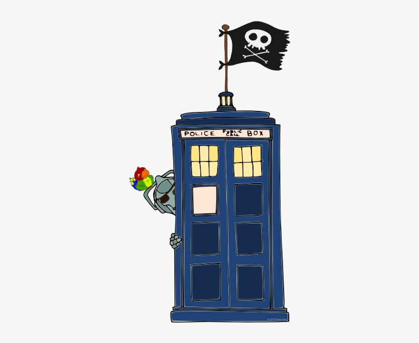Tardis With Pirate Flag - Tardis, transparent png
