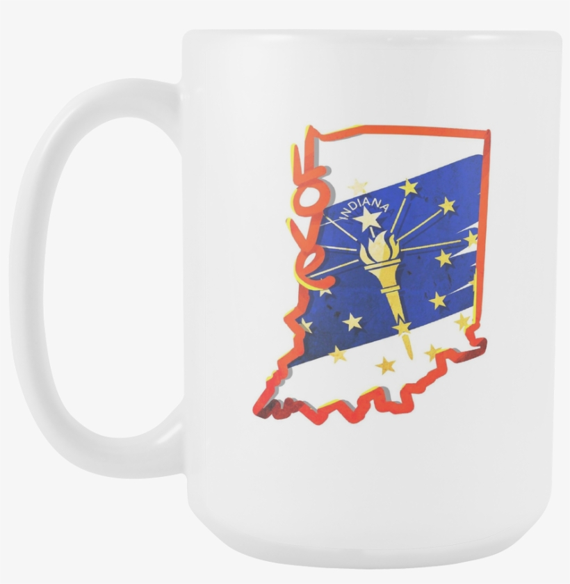 Love Indiana State Flag Map Outline 15oz Mug - Mug, transparent png
