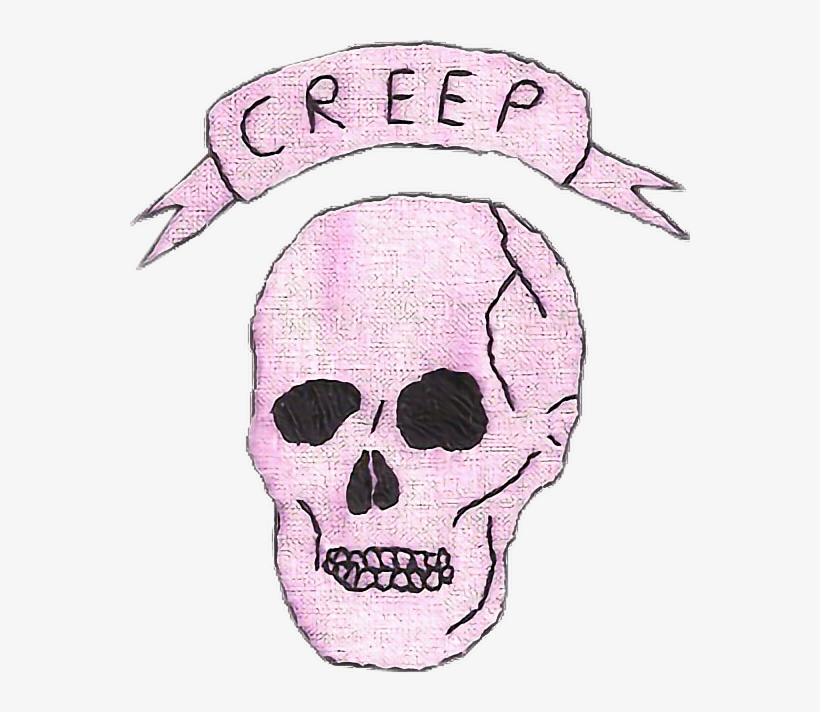 Creep Skull Patch Pink Tumblr Aesthetic - Hipster Tumblr Transparent Png, transparent png