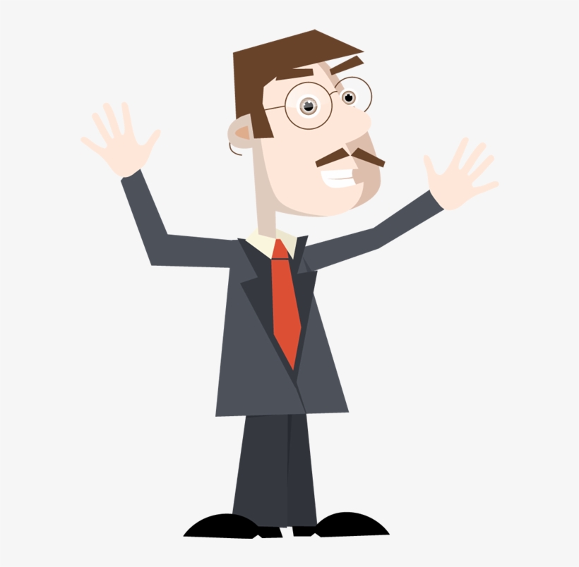 Businessman Excited With Hands Up - Illustration, transparent png