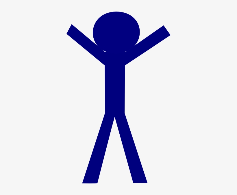 Person Standing With Hands Up Clipart - Blue Stick Figure Png, transparent png