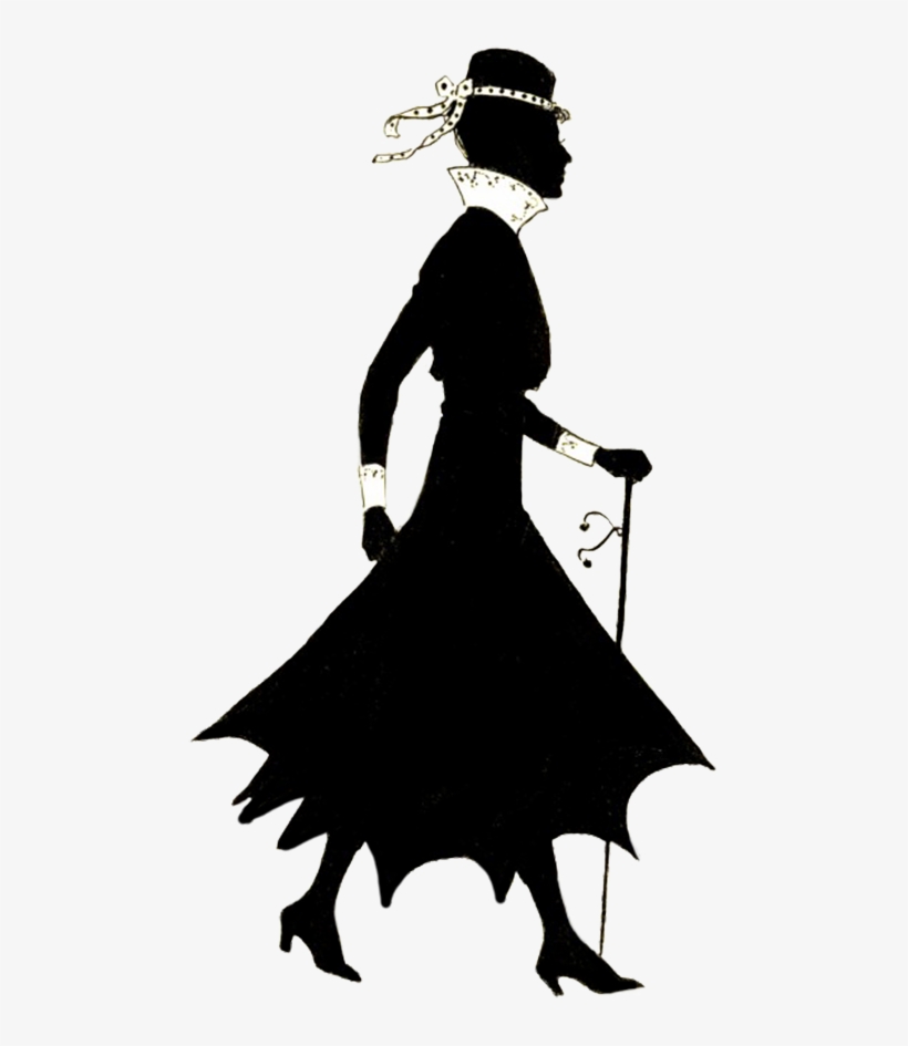 Free Vintage Lady Silhouette Clipart - Silhouettes Of Women Walking, transparent png