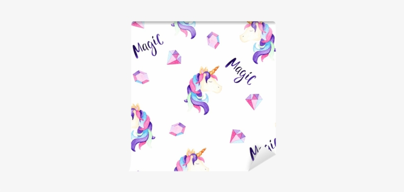 Watercolor Magical Unicorn Pattern - Background Unicorn Print, transparent png