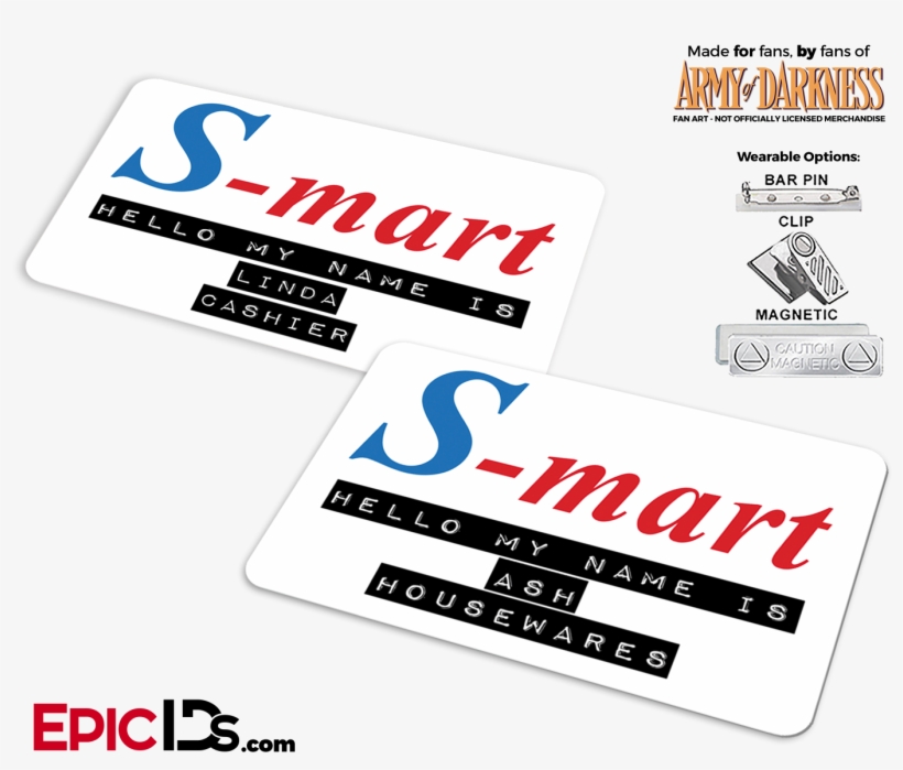 S-mart Ash And Linda 'army Of Darkness' Couples Cosplay - S Mart Name Tag, transparent png