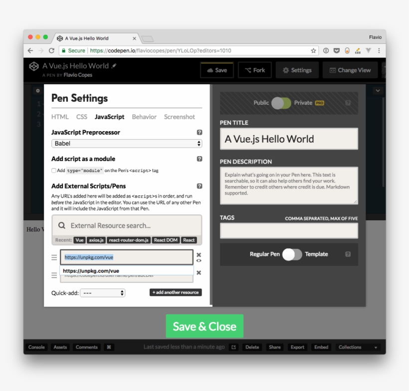 Codepen Is A Little Different From Using A Plain Html - Vue.js, transparent png