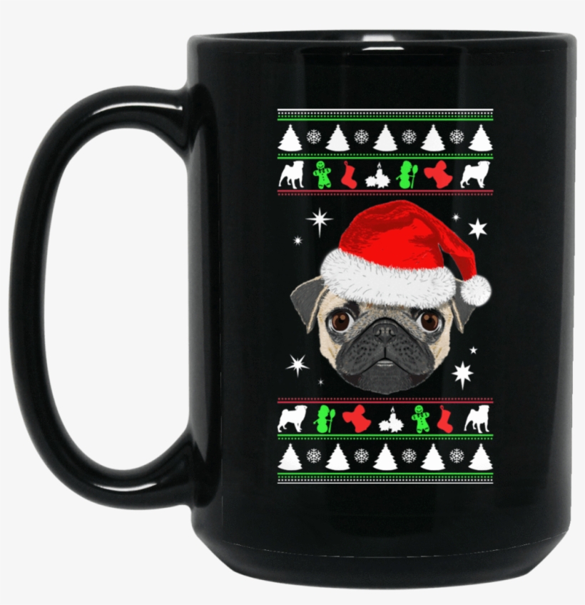 Pug Face Christmas Coffee Mug - Pug Dog Merry Christmas And Happy New Year T Shirt, transparent png