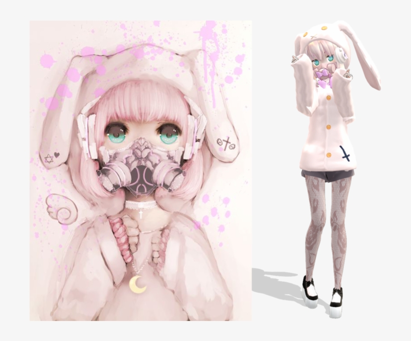 Goth Pastel Dibujo & En 3d - Bunny Mmd Model Dl, transparent png