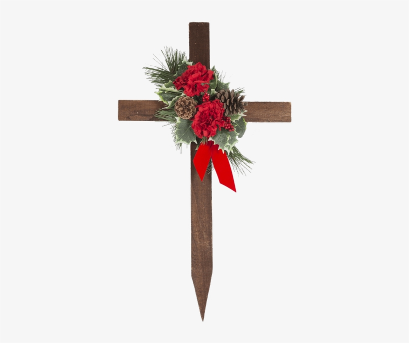 Silk 24" Wooden Cemetery Cross • - Royer's Flowers & Gifts, transparent png